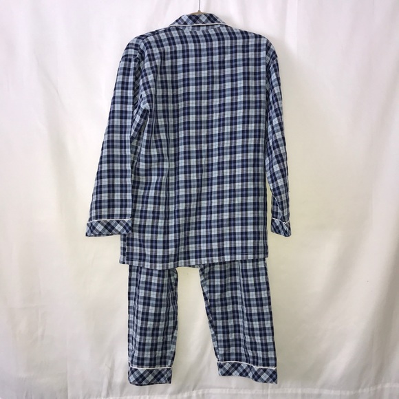 Club Pajamas | Blue Plaid Pajamas w Chunky Buttons - Picture 2 of 8